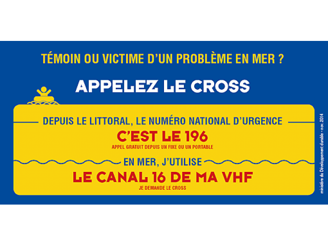 Pour les urgences en mer, appelez le 196