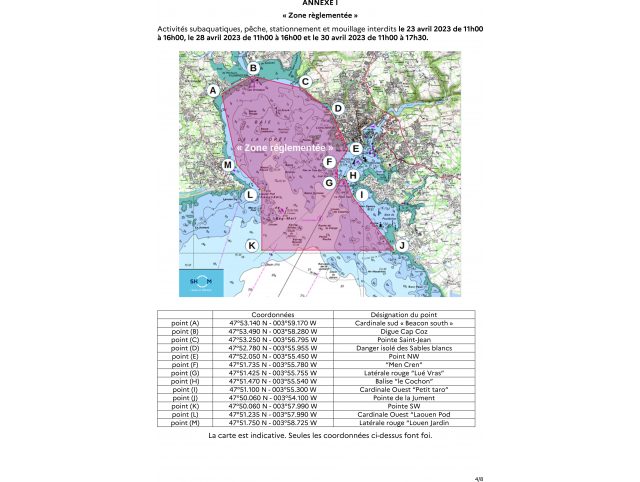 Arrêté réglementant la navigation en baie de la Forêt