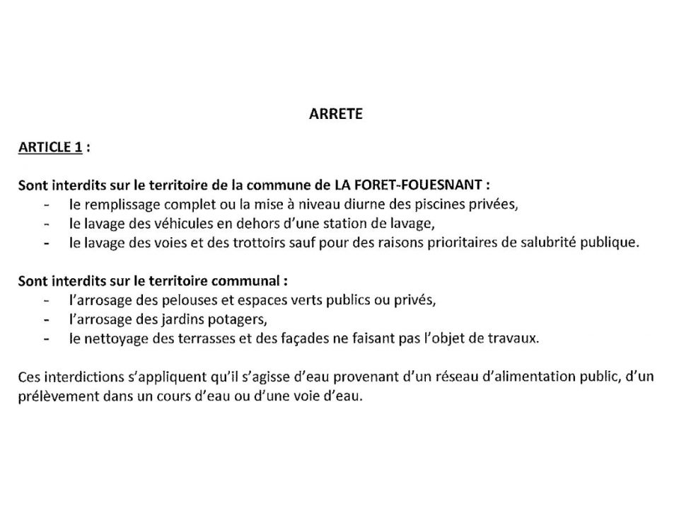MESURES DE RESTRICTION DES USAGES DE L'EAU 